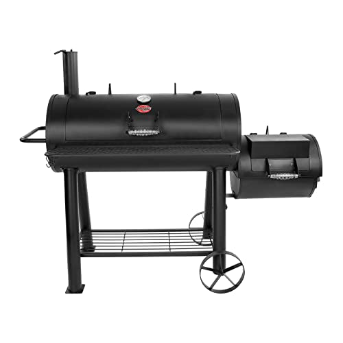 Char-Griller® Competition Pro® Barrel Grill and Offset Smoker, Includes Side Fire Box for Texas-Style Offset Smoking, Metal Cooking Grates, 1,010 Cooking Square Inches in Black, Model 2823 in Black