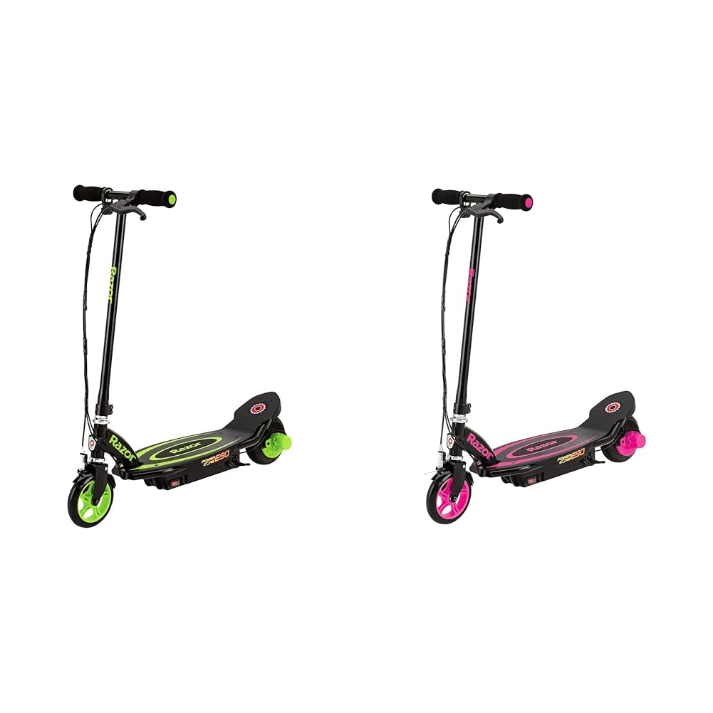 Razor Power Core E90 Electric Scooter Bundle - Green and Pink