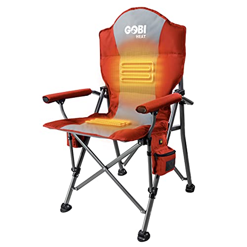 Gobi Heat - Terrain Portable Heated Camping Chair - Outdoor Folding Chair with Heated Filling - Winter Camping Essential - 3 Heat Settings (Flare)