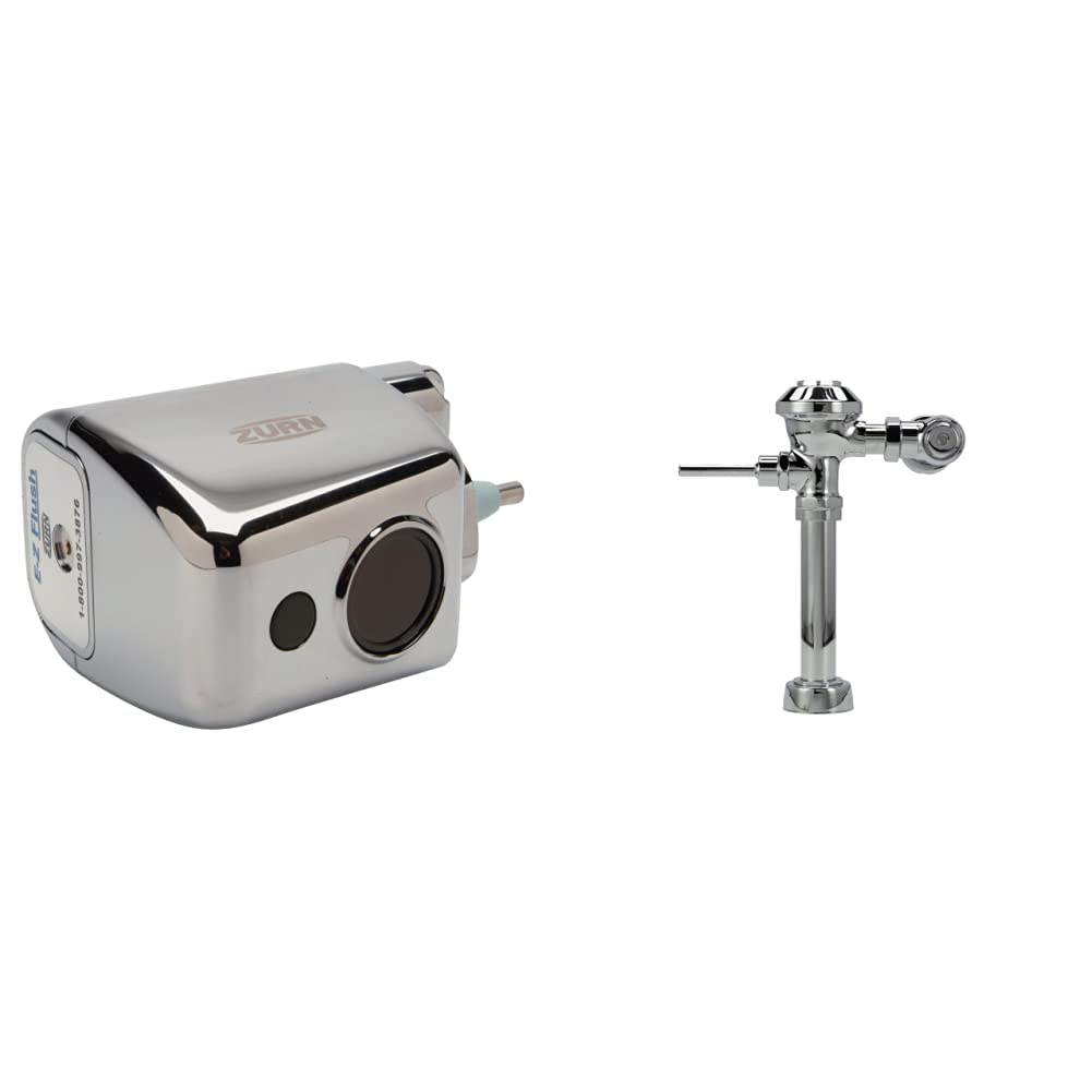 Zurn ZERK-CPM AquaSense E-Z Flush Retrofit Kit with Metal Cover, Chrome & Z6000-YB-YC Aquaflush Exposed Manual Diaphragm Flush Valve with 3.5 GPF, Sweat Solder Kit, Cast Wall Flange in Chrome