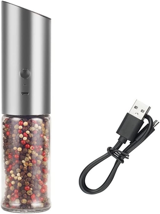 Electric Salt and Pepper Grinder USB Rechargeable Pepper Mill Adjustable Coarseness Automatic Spice Milling Machine Kitchen Tool