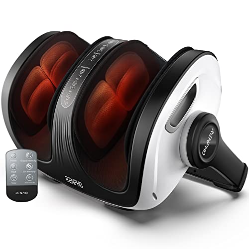 RENPHO Shiatsu Foot Massager with Heat, FSA & HSA Eligible, Foot and Calf Massager Focus on Feet Health, Deep Kneading Massage for Plantar Fasciitis Relief, Fits Men's Sizes up to 14