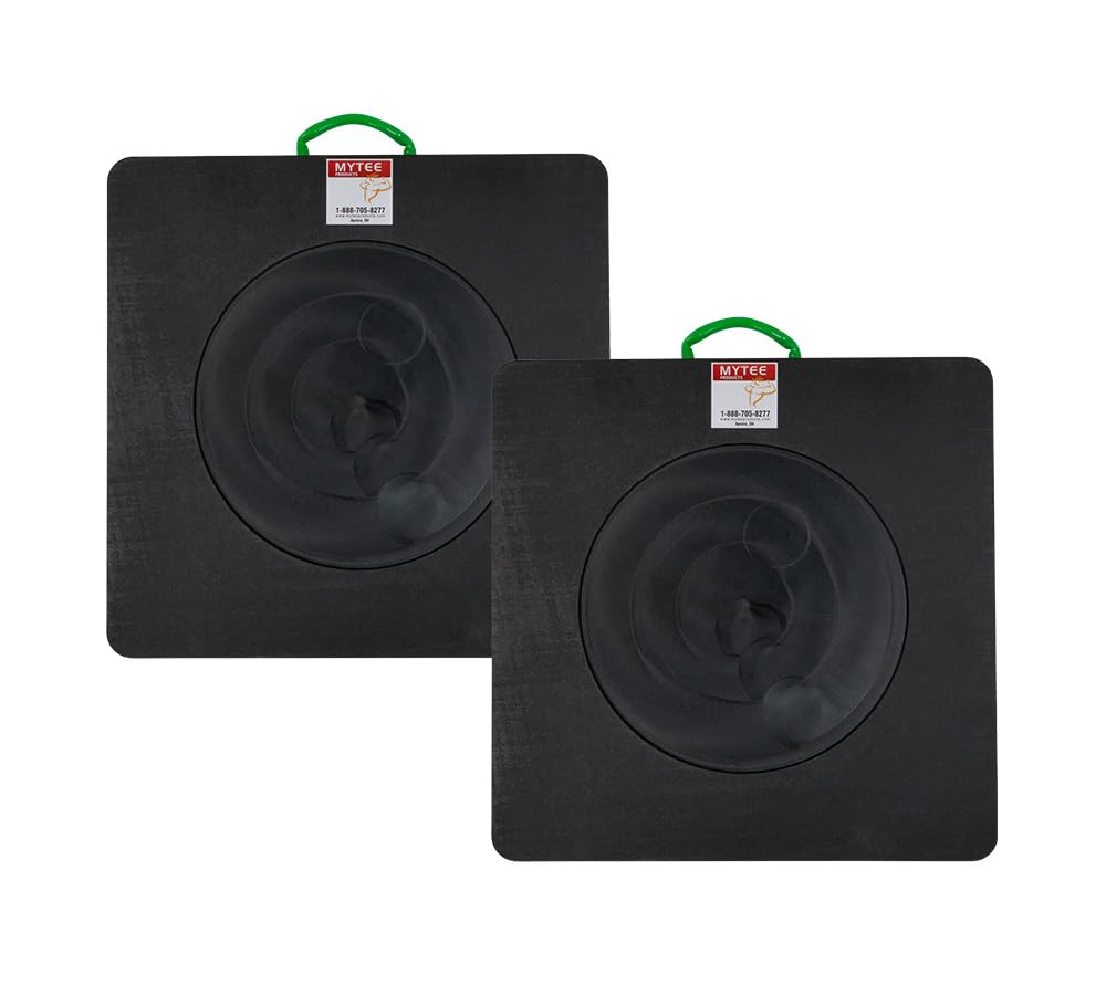Mytee Products 2 Pack 24"x24"x2" Heavy Duty Outrigger Pad for RV with Recessed Radius - Black Stabilizing Jack Landing Pad for Crane, Wrecker, Tow Truck, RVs