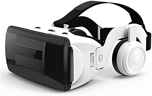 KouRy VR Glasses, Head-Mounted 3D VR Glasses, 3D Glasses Goggles HD Virtual Reality Headset Compatible with iOS & Android Phone, Compatible with 4.7-6.5 inch (Color: White)