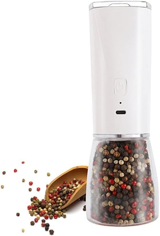 Electric Pepper Grinder Spice Mill Automatic Salt and Pepper Shaker Coffee Grinder with LED Light Set Adjustable Ceramic
