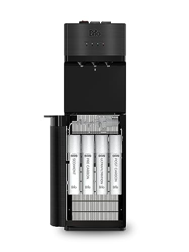 Brio 4-Stage Bottleless Water Cooler Dispenser – Ultrafiltration, Tri-Temp, Self-Cleaning UV, Child Safety Lock, LED Display & Night Light, NSF 42 Filters Included, Black