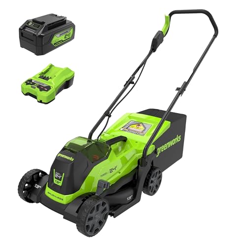 Greenworks 24V 13" Brushless Cordless (Push) Lawn Mower, 4.0Ah Battery and Charger Included