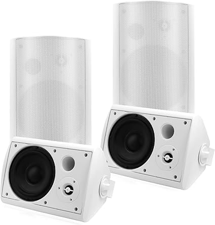 STUDIOFINIX 6.5 Inch Passive Indoor Outdoor Speakers Wired Waterproof with 800Watts, Wall Mount Speaker,for Patio,Covered Porch,Deck,Poolside(4 Speakers，White)
