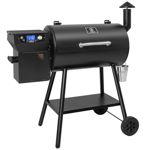 Z GRILLS ZPG 550B2 Wood Pellet Smoker, 8 in 1 BBQ Grill with Latest PID Technology LCD Controller, Auto Temperature Control, Meat Probe, 553 sq in Black
