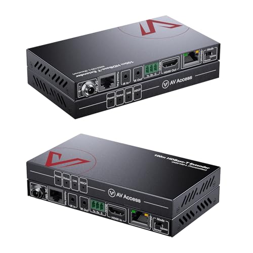 AV Access HDBaseT HDMI Extender Over Single Cat5e/6/6a/7 4K@60Hz (230ft/70m), 1080P (330ft/100m), with Ethernet Port, HDR10+, YUV4:2:0, HDCP 2.2, Plug & Play, IR Return & PoE, Smart EDID