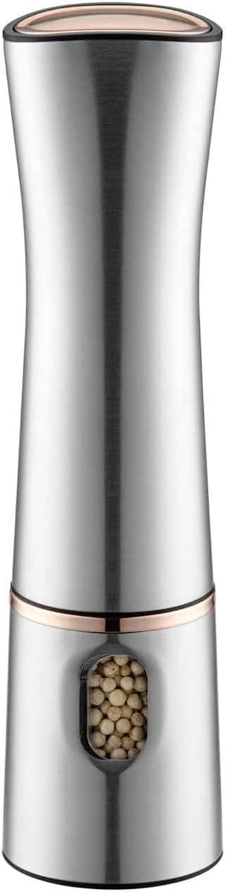 GIENEX Electric Pepper Grinder or Salt Grinder Mill- Battery Operated Automatic Pepper Mill with Light, Adjustable Coarseness, One Handed Operation