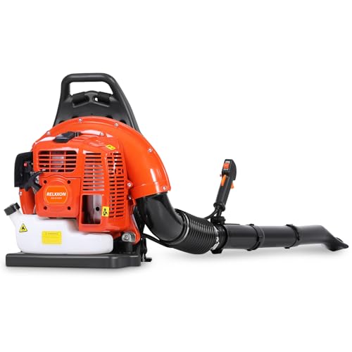 Relxxon 63 CC Gas Backpack Leaf Blower, 2-Stroke, 665 CFM & 205 MPH, Ergonomic & Fuel-Efficient, Low-Noise, Cruise Control – Commercial-Grade Yard Cleanup for Leaves, Debris & Light Snow (R656 PRO)