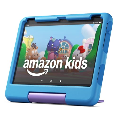 Amazon Fire 10 HD Kids tablet (newest model) ages 3-7 | Bright 10.1" HD screen with included ad-free and exclusive content, robust parental controls, 13-hr battery, 32 GB, Blue