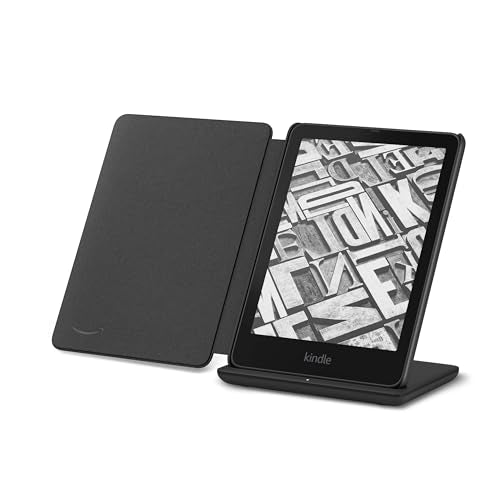 Kindle Paperwhite Signature Edition Essentials Bundle including All-new Kindle Paperwhite Signature Edition (32GB) - Black, Premium Leather Cover - Walnut, and Wireless Charging Dock
