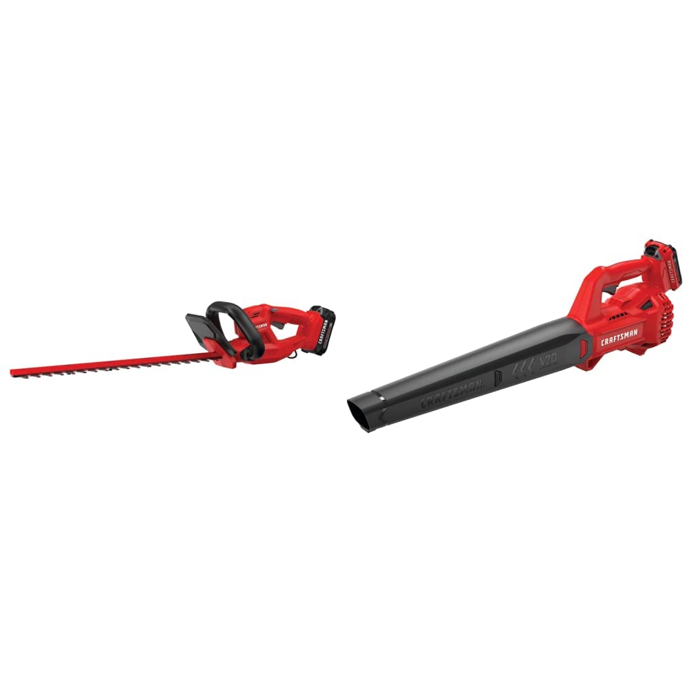Craftsman V20 Cordless Hedge Trimmer (CMCHT810C1) and CRAFTSMAN 20V MAX Cordless Leaf Blower Kit (CMCBL710D1) Bundle