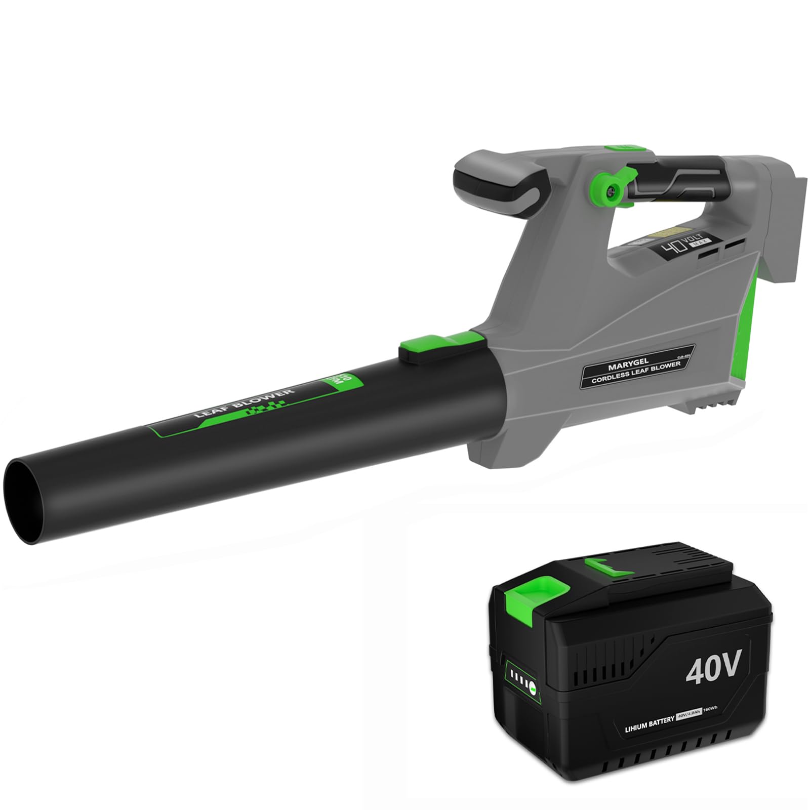 MARYGEL 40-Volt Lithium-ion Cordless Leaf Blower with 4.0Ah Battery and Charger for Patio Cleaning,Lawn Care,Snow,Blowing Leaves and Dust