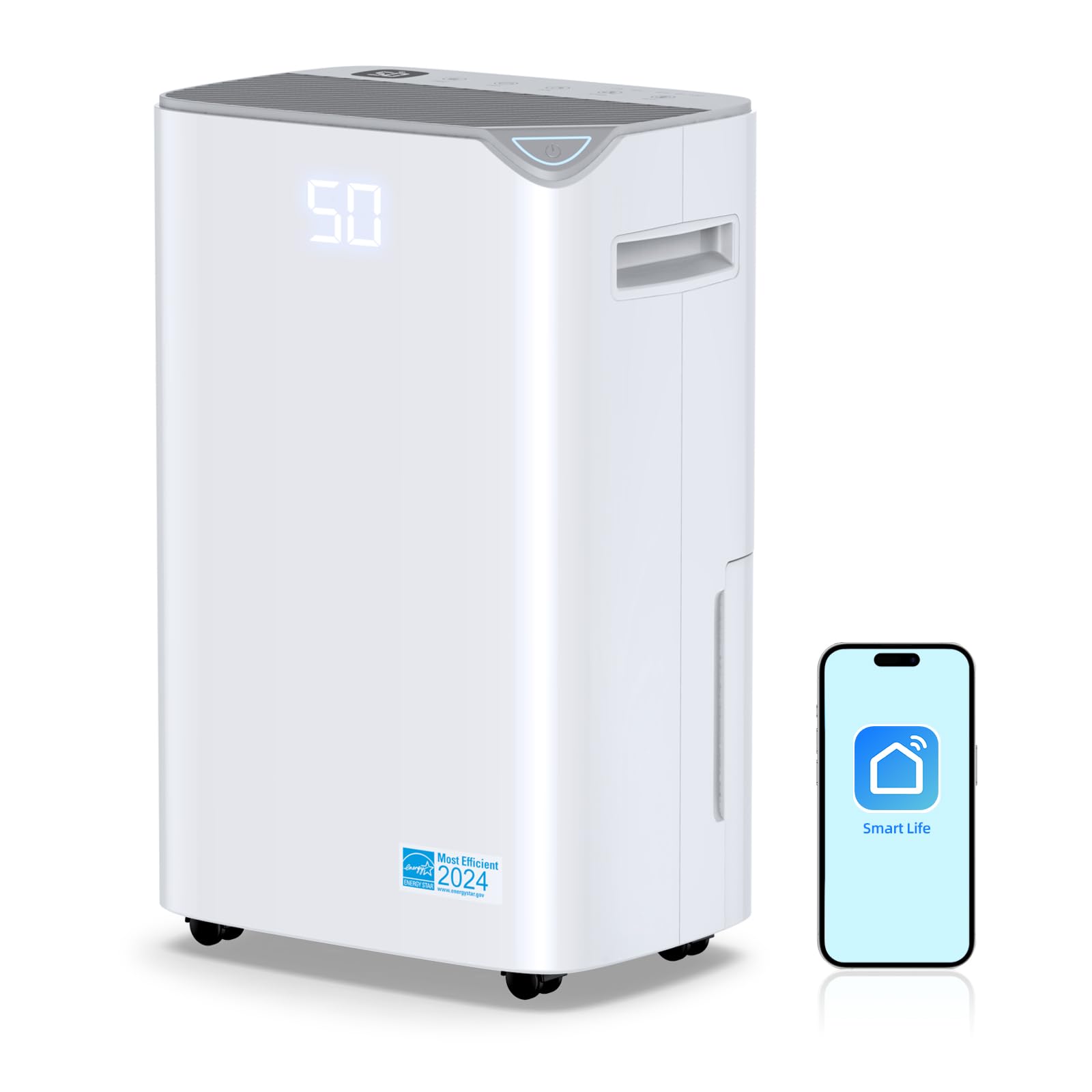 BBianLyy 4500 Sq.Ft 50 Pints Energy Star Certified Dehumidifier for Home with Drain Hose,Intelligent Humidity Control, 4 Operation Modes with App, Ideal for Room, Bathroom, RV