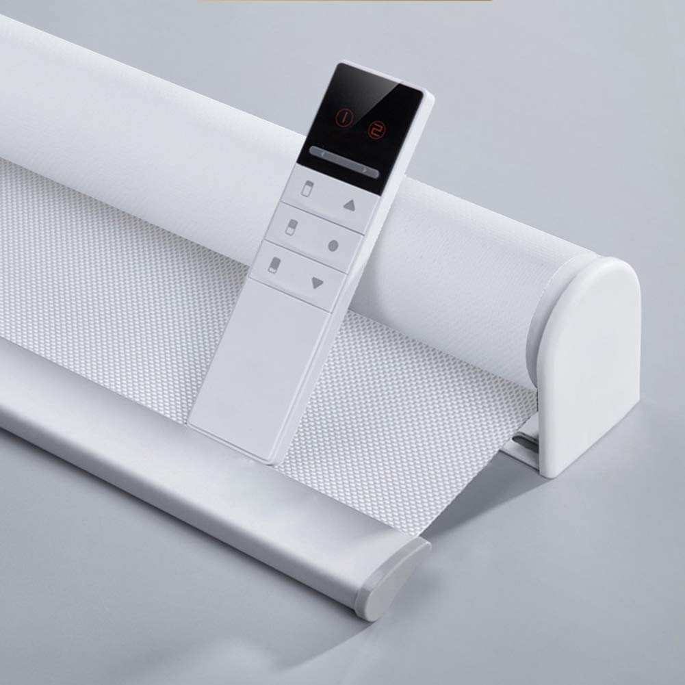 Motorized Blinds with Remote (23-95 inches) Window Roller Shade Wireless Rechargeable Motor Popular Sunshine Fabric for Office and Home Customize Size (82006G-1)