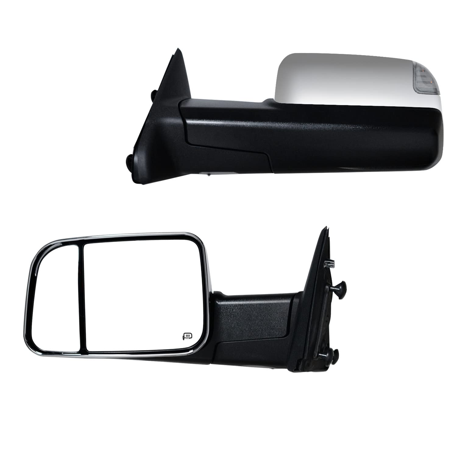 AERDM New towing mirror Chrome cap with Temperature sensor fit 2009-2015 Ram 1500, 2010-2015 Ram 2500 3500 Towing Mirrors w/Turn Signal, Puddle Lights