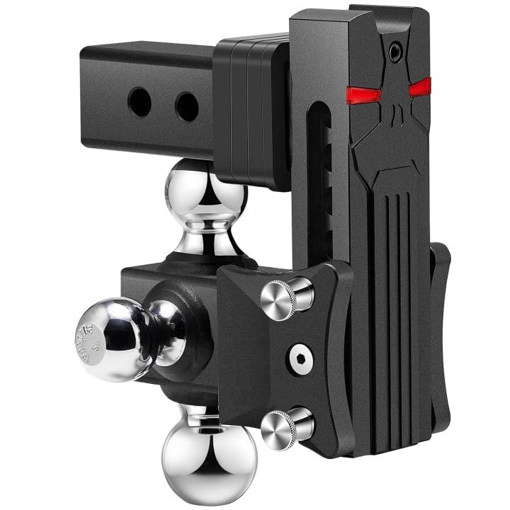 Airbird Adjustable Trailer Hitch Ball Mount,5-Inch Drop/Rise Heavy Duty Tow Hitches (18,000 LBS GTW),2 Inch Hitch Receiver Only,Concealable Ball Mount Made of Aluminum, Lightweight,Easy to Install