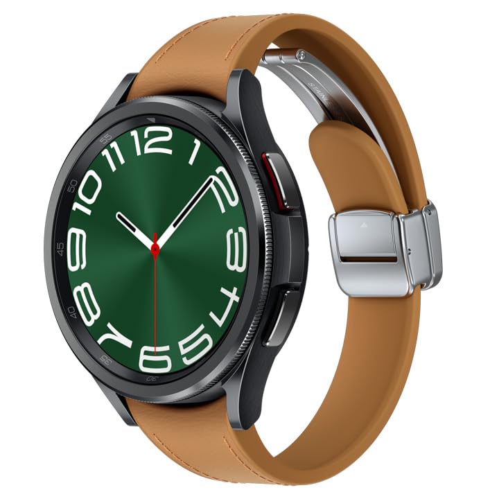 SAMSUNG Galaxy Watch 6 Bespoke Edition 47mm Exclusive Bluetooth Smartwatch, Health, Fitness, Sleep, HR Tracker, Improved Battery, Sapphire Crystal Glass, US Version, Black D-Buckle Band, Hybrid Camel