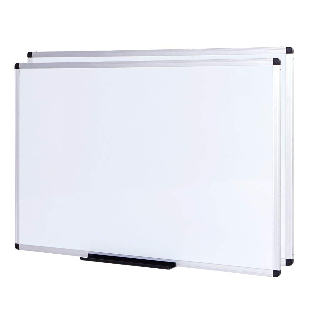 VIZ-PRO Large Magnetic Dry Erase White Board for Wall, 72 X 40 inches, Pack of 2, Aluminum Framed Whiteboard with Marker Tray for School Office Home