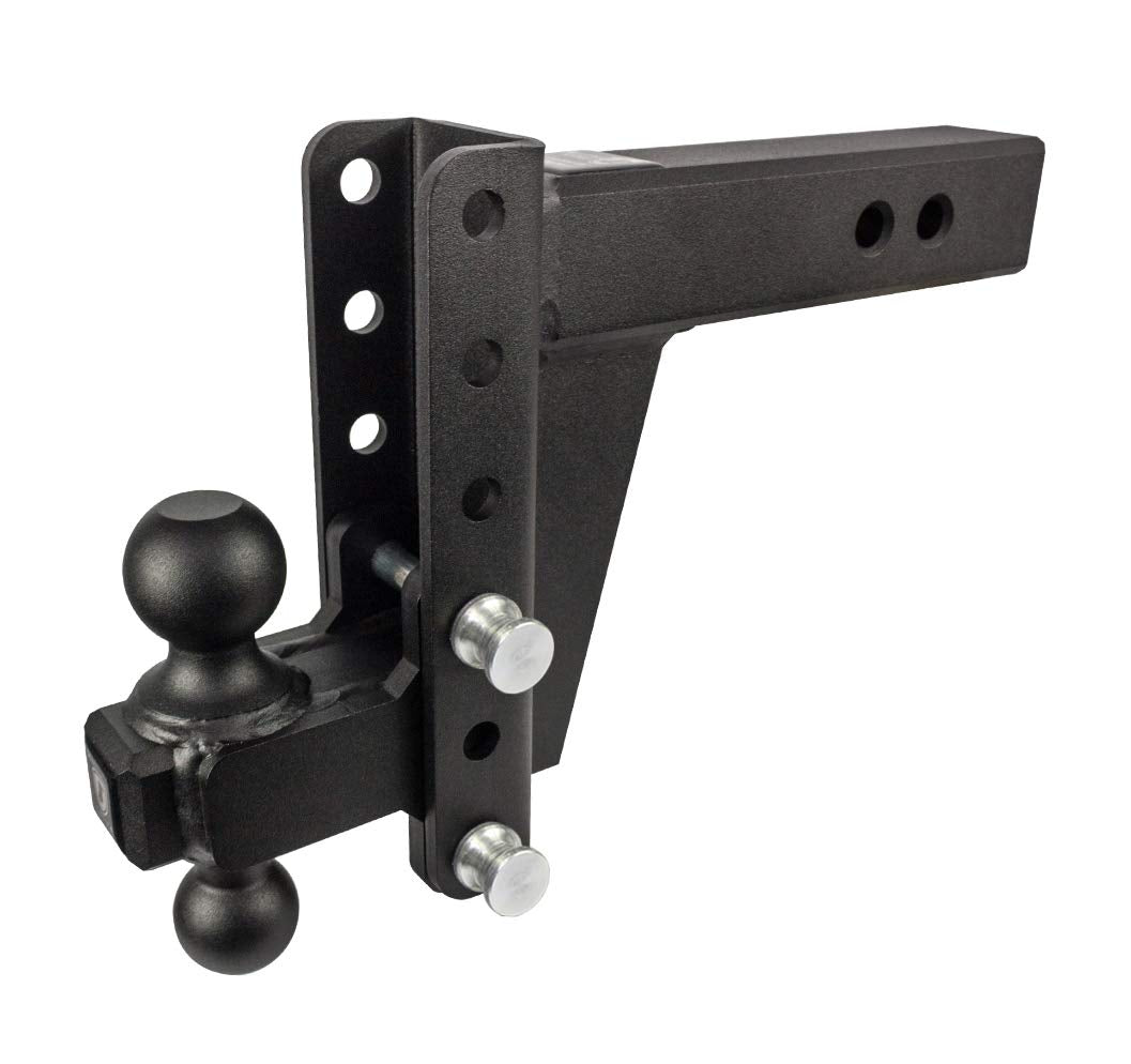 BulletProof Hitches - 2.5" Adjustable Heavy Duty Trailer Hitch (22,000 lb. Rating) - 6" Drop/Rise Trailer Hitch with 2" & 2-5/16" Dual Ball - Powder Coat, Solid Steel, Corrosion-Resistant
