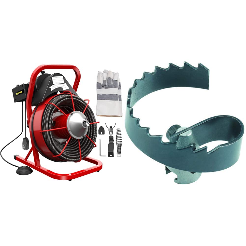 VEVOR Drain Cleaner Machine 75Ft x 1/2Inch and RIDGID 63025 T-209 2" Spiral Cutter