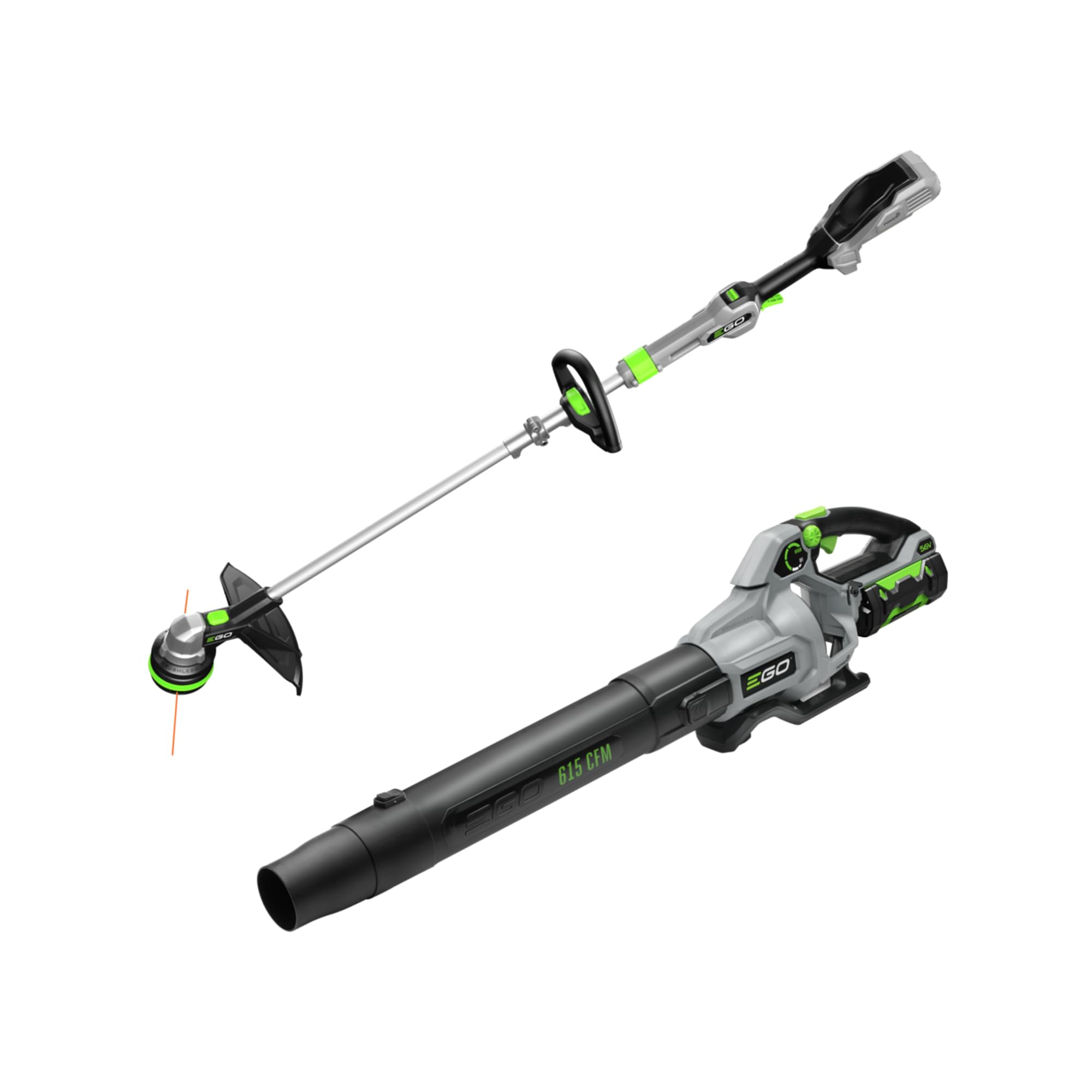 EGO ST6151LB 15-Inch 56-Volt Lithium-ion Cordless POWERLOAD™ String Trimmer with Aluminum Telescopic Shaft & 615 CFM Blower Combo Kit with 2.5Ah Battery and Charger Included