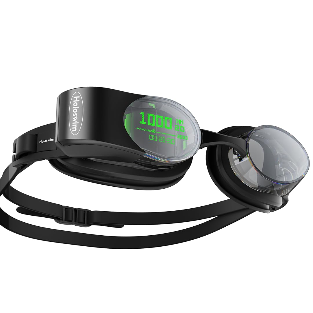 Holoswim 2 Pro Smart Swim Goggles Anti-fog AR Display, Real-time Metrics, Fitness Tracker, Apple/Garmin Compatible, AI-Powered Analysis and Workout Plan Pool/Open-Water Compatible