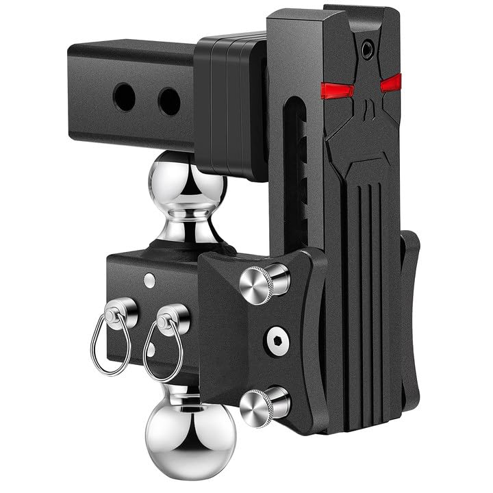 Airbird Adjustable Trailer Hitch Ball Mount with 2-Inch Receiverr, 5-Inch Drop, 2 and 2-5/16-Inch Balls, 18,000 LBS, Truck Hook Dual Balls Mount for Towing RVs and Motorcycles