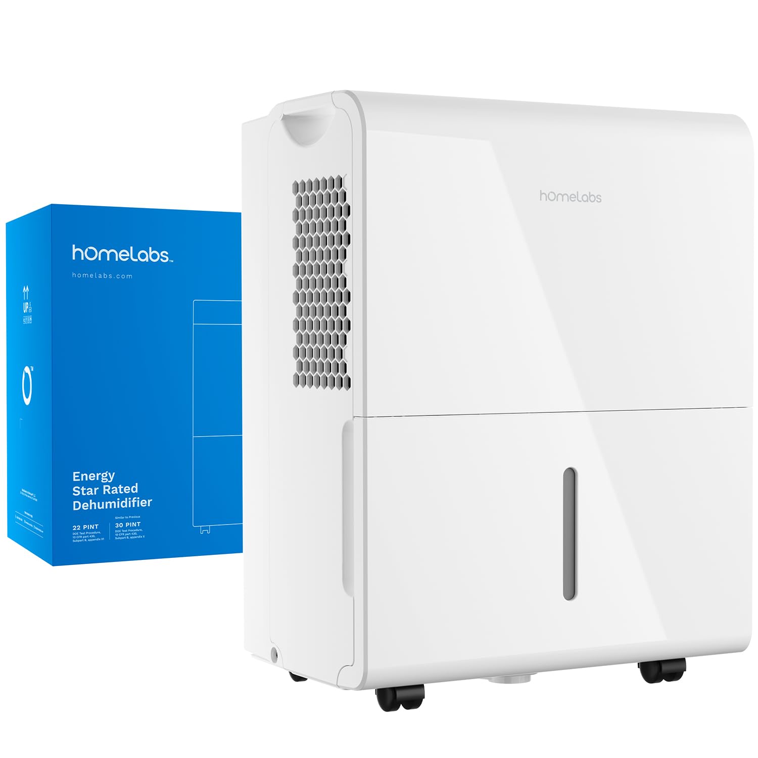 hOmeLabs 1,500 Sq. Ft. WiFi-Enabled Dehumidifier, Small to Medium Size Rooms - Home, Bedroom, Bathroom - Powerful Moisture Removal - 22 Pint (Previously 30 Pint) HME031001N