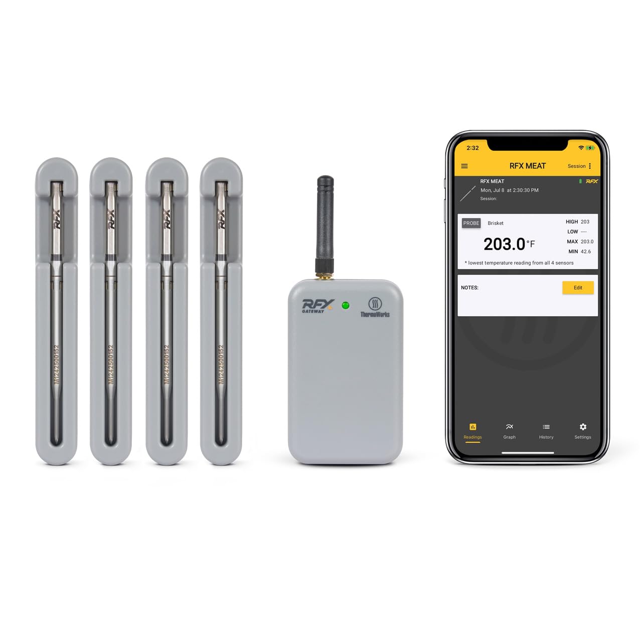 ThermoWorks RFX — The Ultimate Wireless Meat Thermometer - 4-Probe Kit