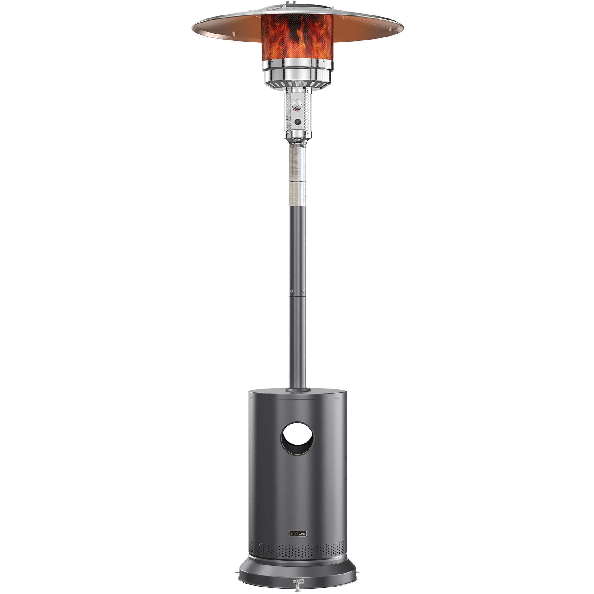 EAST OAK 55,000 BTU Propane Patio Heater with Round Table & Stainless Steel Burner, Outdoor Heater with Wheels, Ideal For Large Patios, Gardens, Outdoor Events, Commercial Use, Carbon Black