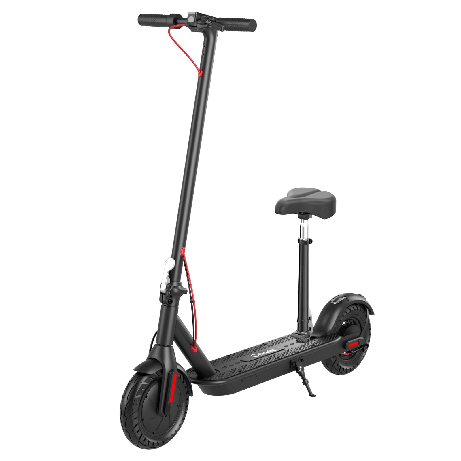 CYBERGOING Electric Scooter with Seat for Adults, 10" Shock Absorbing Tires, Up to 17-Mile Range, 430W Peak Motor & 19 MPH Speed Portable Folding Commuting E Scooter with Dual Breaking System