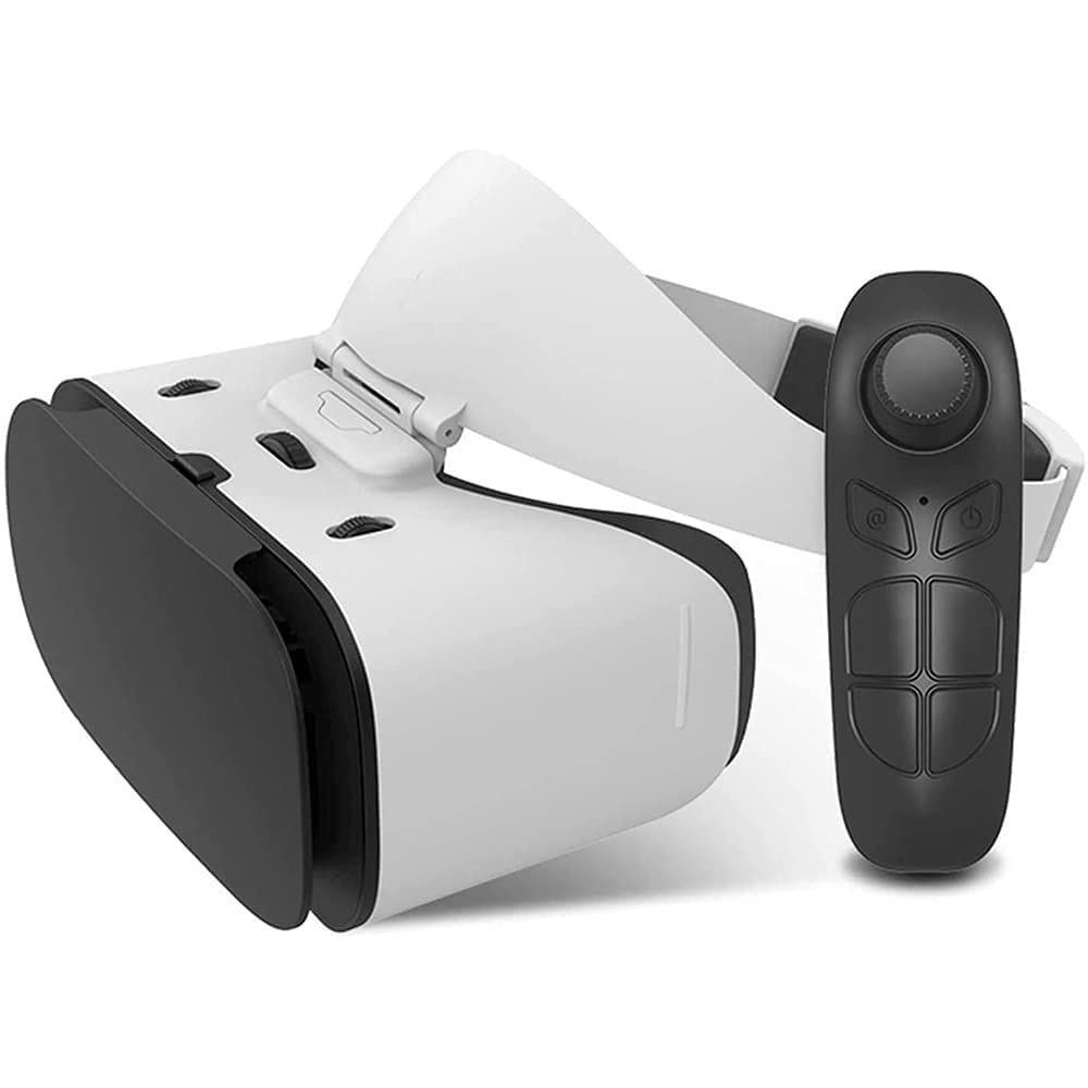 ZHYKLL VR Headset Virtual Reality VR 3D Glasses VR Set 3D Virtual Reality Goggles, Adjustable VR Glasses with Controller for Smartphone, Black, Android, Windows