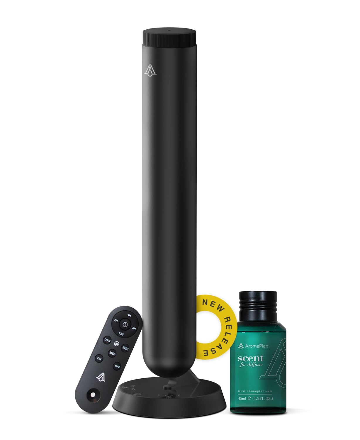 Slim Pro 2025 Waterless Tower Diffuser (Fragrance Included) - Diffuser for Aromatherapy Oils - No Noise, Easy Scent Adjustment & Energy Saving - Wireless Pro for Home, Office & Hotel (Black)
