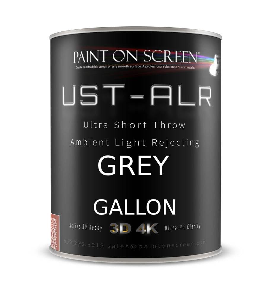 Paint on Screen Projector Screen Paint with Ambient Light Rejection | UST Projector Screen Paint For Picture Perfect 1080 HD and 4K UHD Clarity in High Ambient Light Spaces | Matte Gray, 1 Gallon