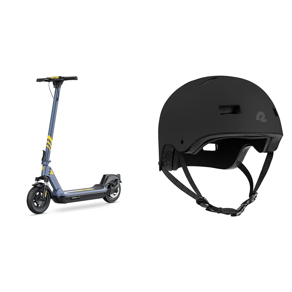 Hurtle Folding Electric Scooter Bundle - 10" Tires, 500W Motor, 19 MPH, 25 Mile Range, Triple Braking, App Control, Helmet Included