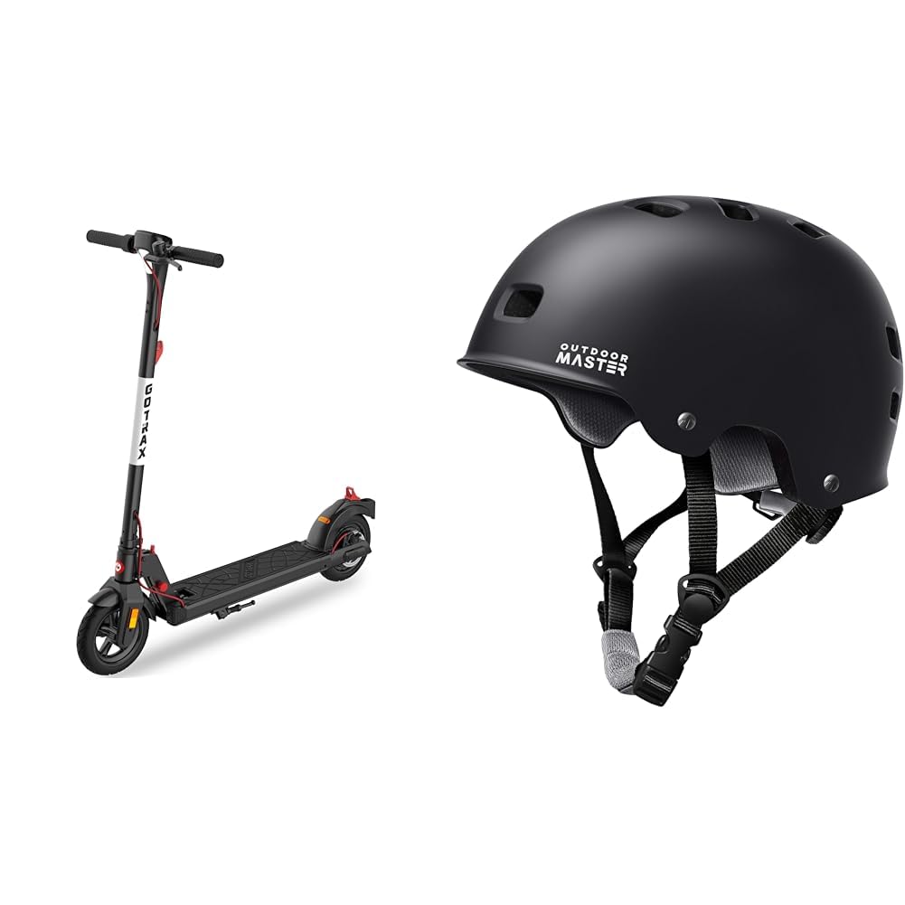 Gotrax Apex XL 8.5" Solid Tires 15.5Mph Speed Electric Scooter and Skateboard Cycling Helmet with Removable Liners