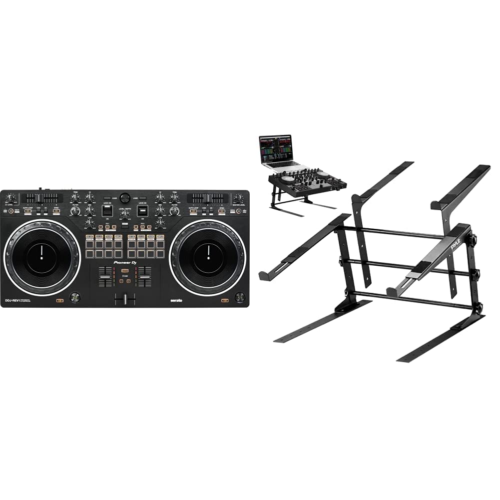 Pioneer DJ DDJ-REV1 2-deck Serato DJ Controller with Dual Ergonomic Laptop Stand