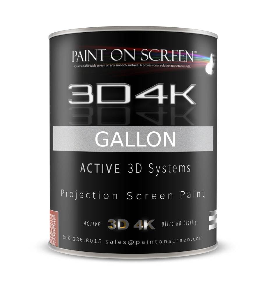 Paint On Screen 3D4K Projector Screen Paint with 2.4 Gain | Single-Coat Projector Paint For Picture Perfect 1080 HD and 4K UHD Clarity | Designed For Active 3D Systems | Silverish Light Gray, 1 Gallon