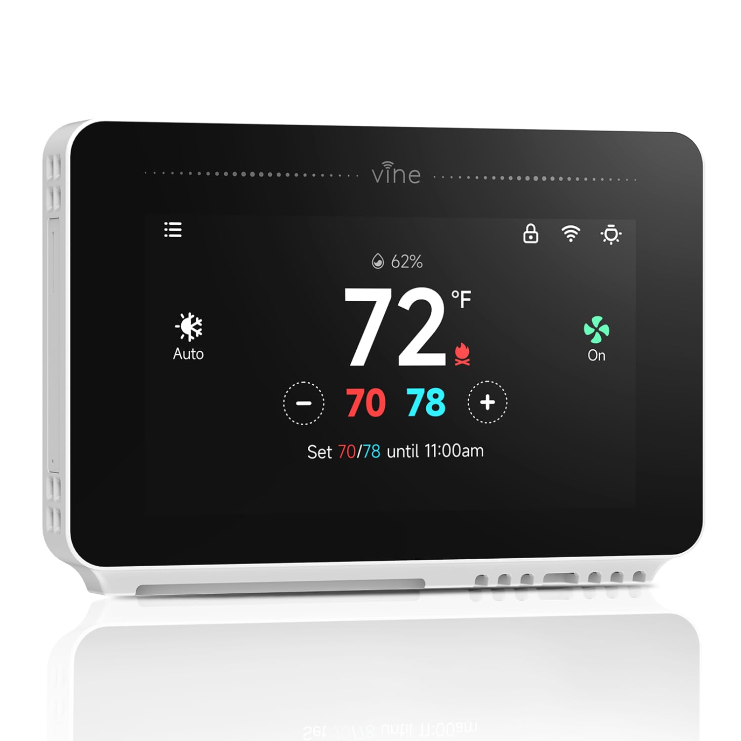 vine Programmable Thermostat for House with 4.3" Touch Screen, WiFi Smart Home Thermostat for AC and Heating, App/Voice Control, Compatible with Alexa and Google Assistant, C-Wire Required, TJ-919T