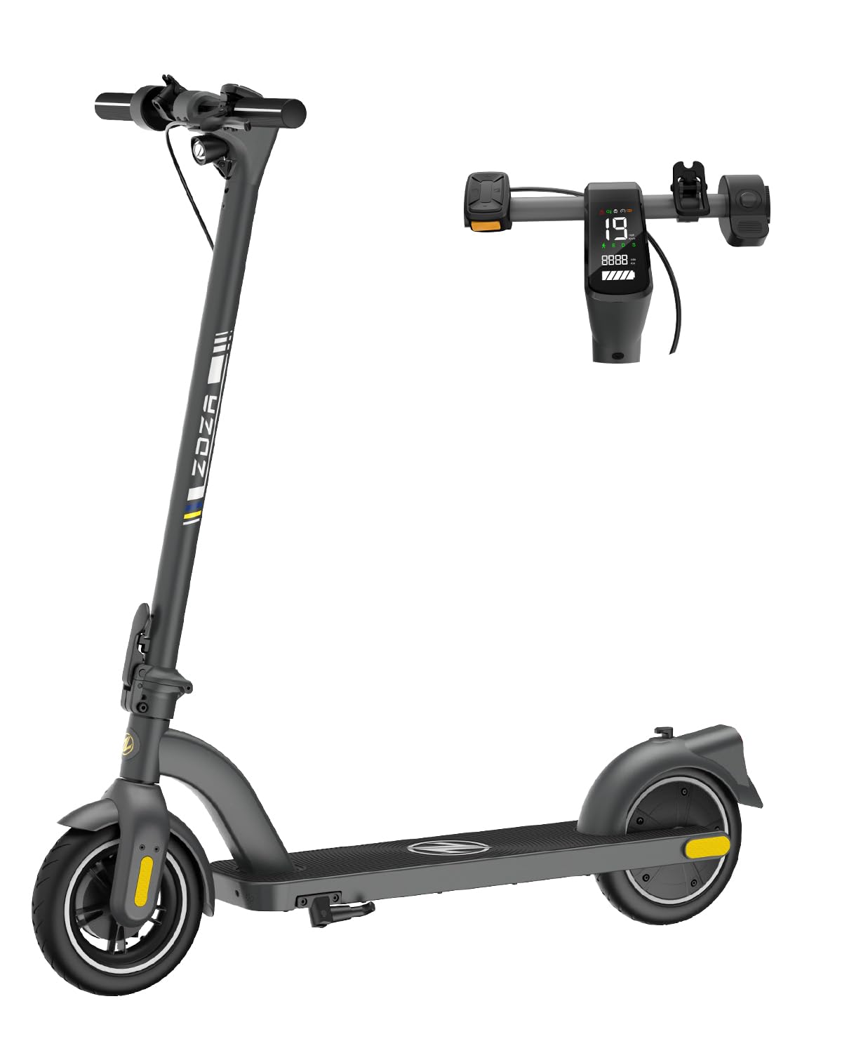 Electric Scooter ZD01, 500W Peak Motor & 19 MPH Electric Scooter Adults, 12-15 Mi Range Electric Kick Scooters, 8.5" Solid Tires, E-Lock & E-Horn, Lightweight Foldable Escooter for Commuter