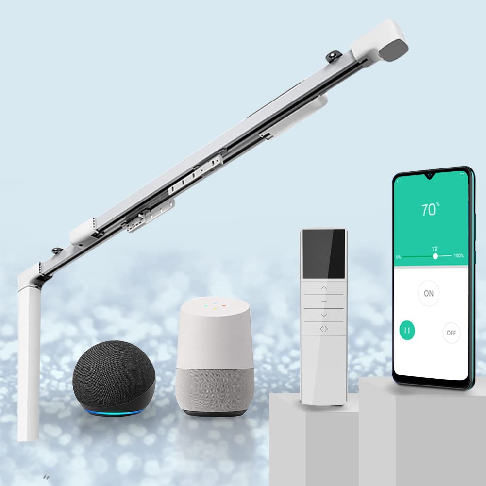 TIPIACE Rechargeable Motorized Curtain tracks to Remote Control Ceiling Mount Electric Retractable Curtain Rail Compatible with Alexa Google Home via Hub (L 94-177 inch OR 240cm - 450cm)