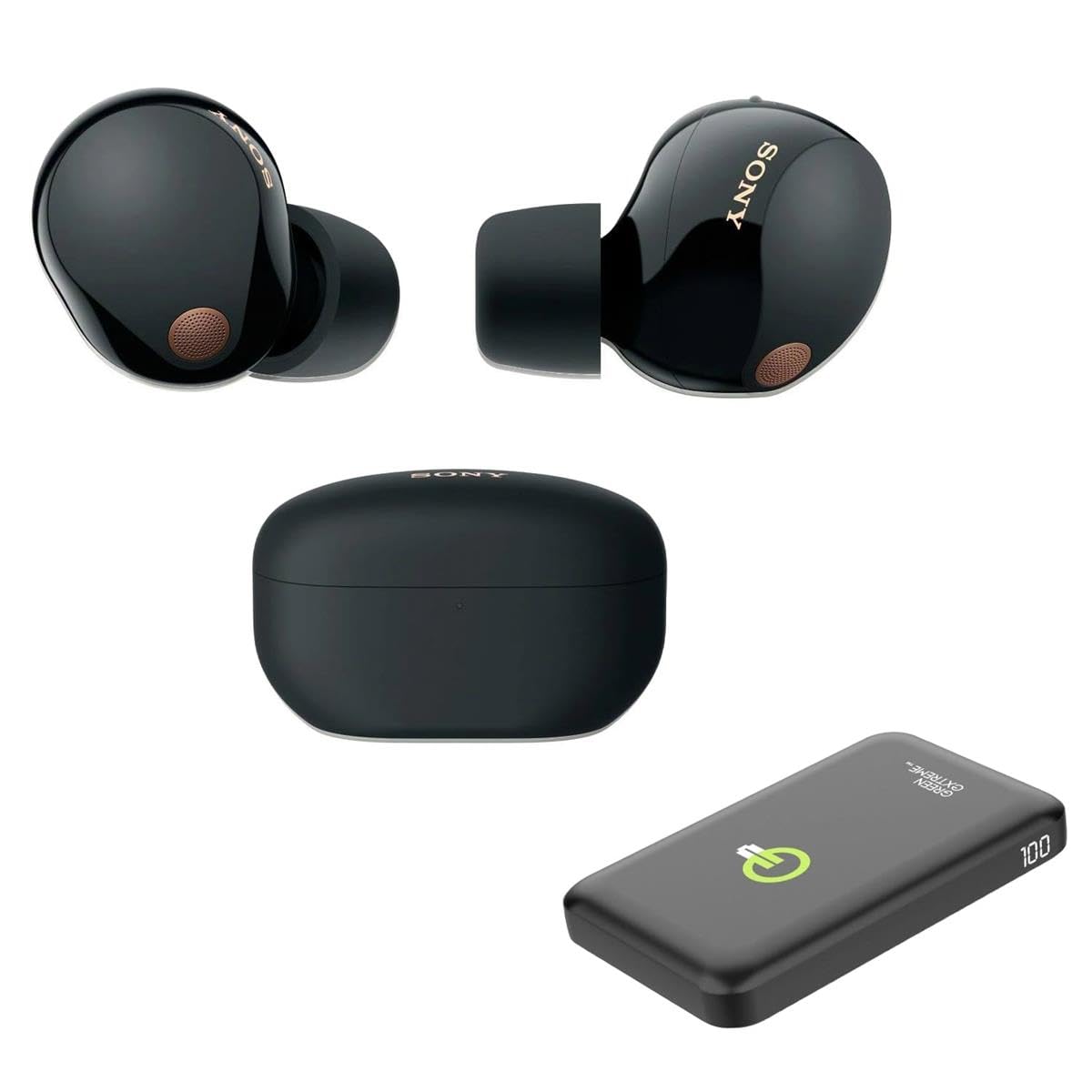 Sony WF-1000XM5 The Best Truly Wireless Bluetooth Noise Canceling Earbuds Headphones with Alexa Built in - Bundle with Green Extreme Portable Wireless Charger (Black)