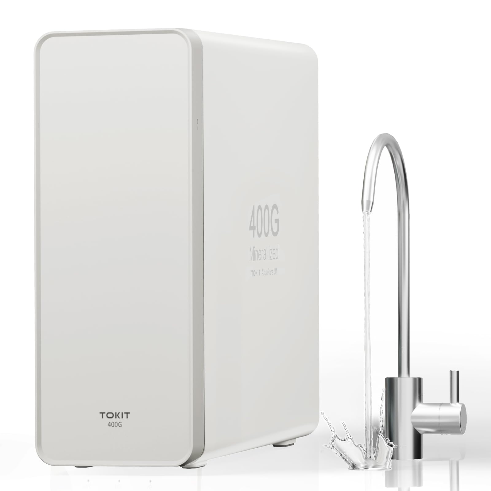 TOKIT Reverse Osmosis Water Filter, U1 Alkaline Mineral Under Sink Water Filter System, 400GPD Tankless RO Filtration with Faucet, NSF/ANSI 58, 2:1 Pure to Drain, Reduce TDS