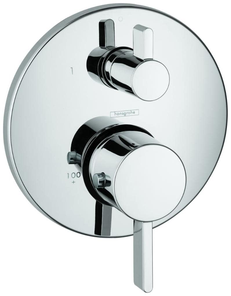 hansgrohe Ecostat Modern Premium Volume and Auto Temperature Control 2-Handle Thermostatic Shower Valve Trim with Diverter in Chrome, 04231000