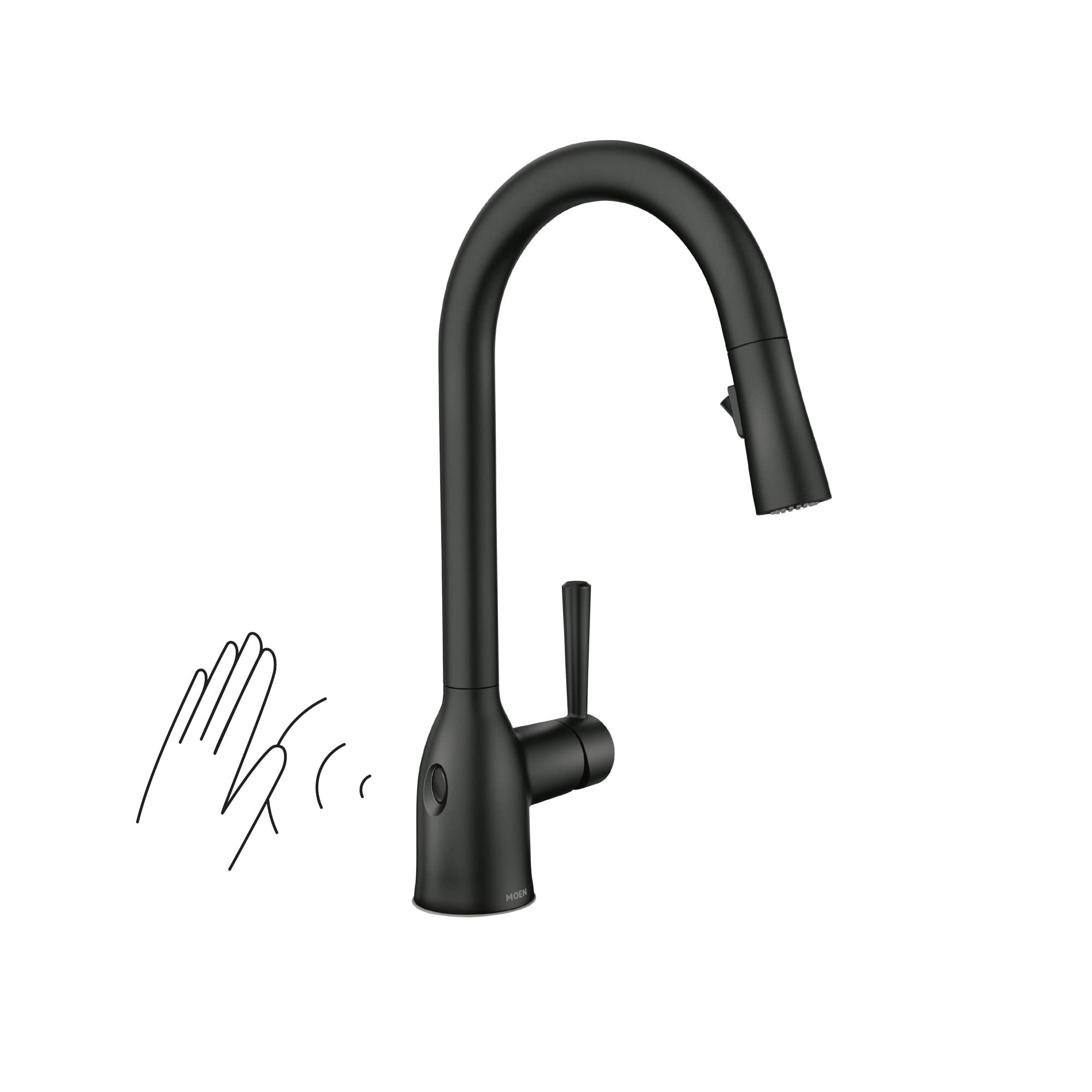 Moen Adler Matte Black Motionsense Wave Sensor Touchless One Handle Pulldown Kitchen Faucet Featuring Power Clean, 87233EWBL