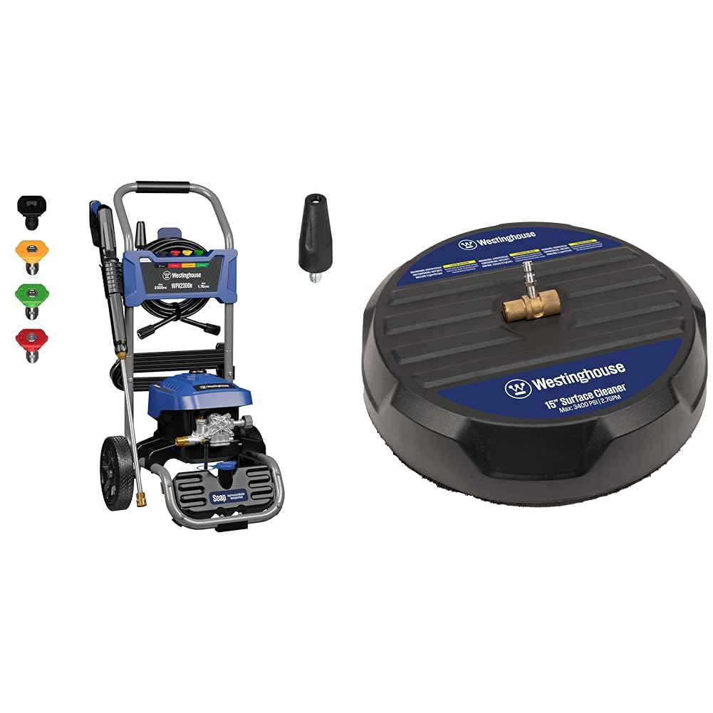 Westinghouse 2300 PSI 1.76 GPM Electric Pressure Washer Bundle with 15" 3400 PSI Surface Cleaner Attachment